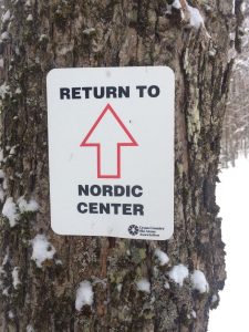 Return to Nordic Center sign